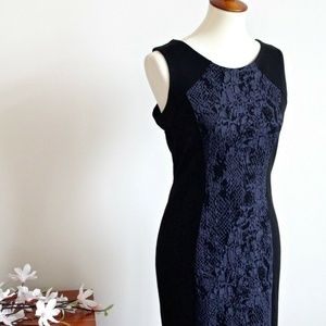 Banana Republic Snakeskin Black Blue Sheath Dress